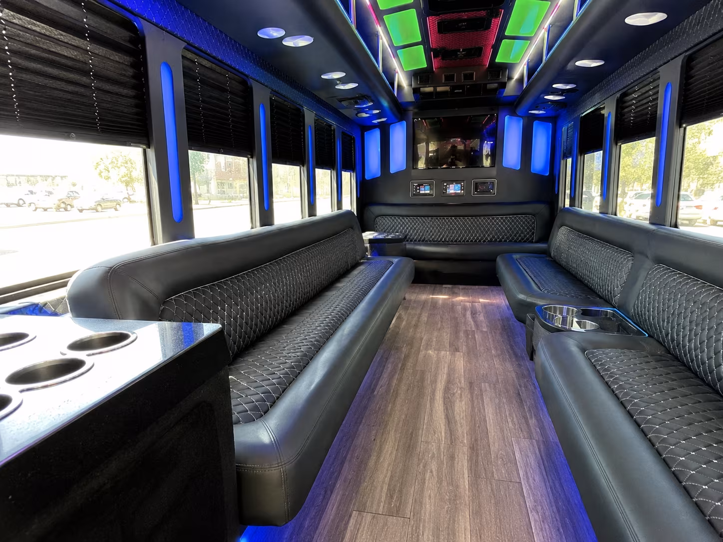 westminster 15 passenger party bus inside