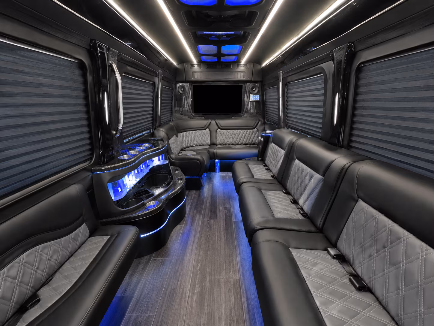 westminster 30 passenger party bus inside